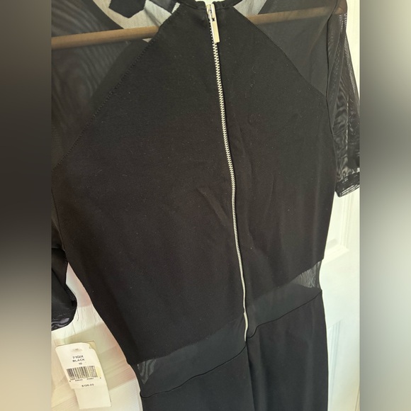 NWT French Connection Black Dress Mesh Illusion Short Sleeve Mesh Cutout Size 10 - Picture 4 of 6